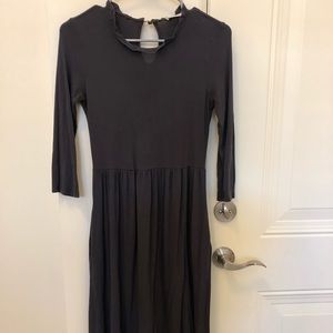 Blue/Gray dress with frill neck detail